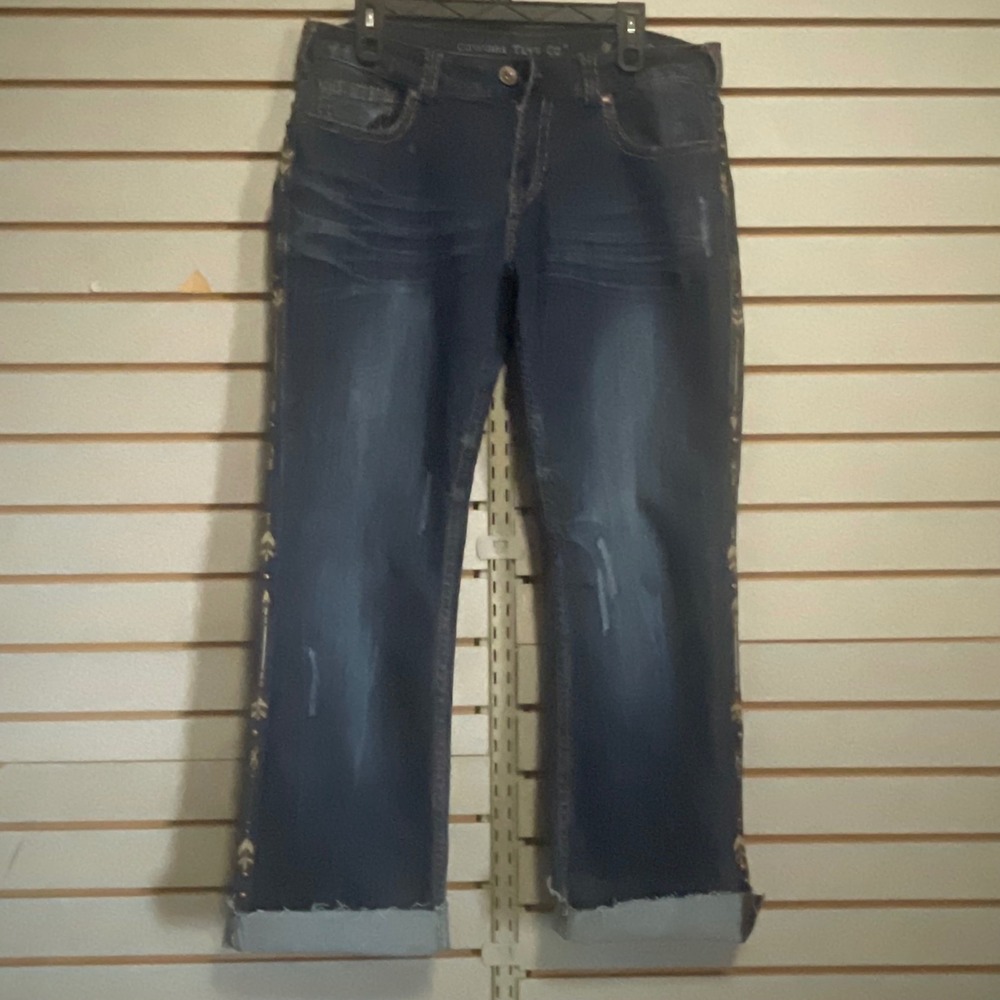 Cowgirl Tuff Co Natural Pathmaker‎ Dark Wash Arrow Studded Bootcut Jeans W32 L30